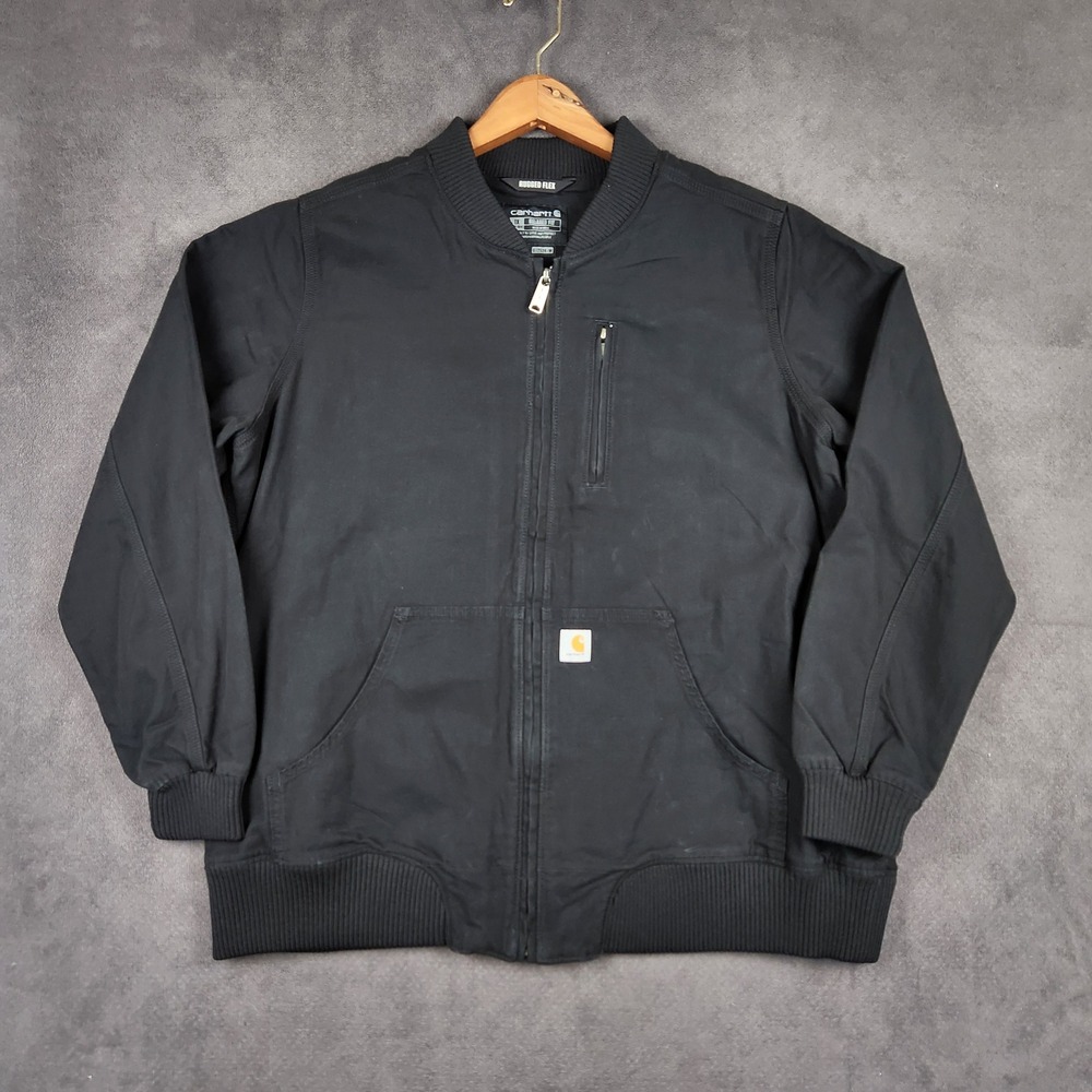 Carhartt Crawford Bomber Jacket Womens 1X Black Rugged Flex Relaxed Fit Full Zip